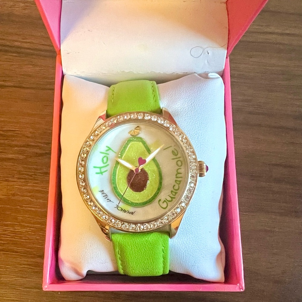 Betsey Johnson y2k green avocado watch